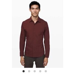 Lululemon Men’s Down to the Wire Slim Fit Long Sleeve Size XXL Burgundy Button